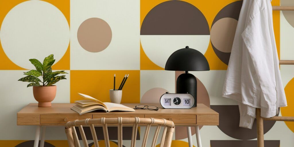 New Bauhaus inspired wallpaper collection Bauhaus Mid Century Serene Orange