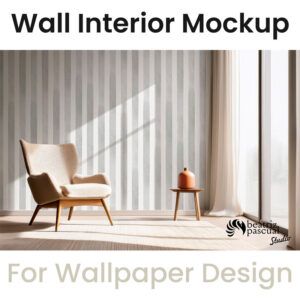 Interior mockup with neutral wall and modern armchair