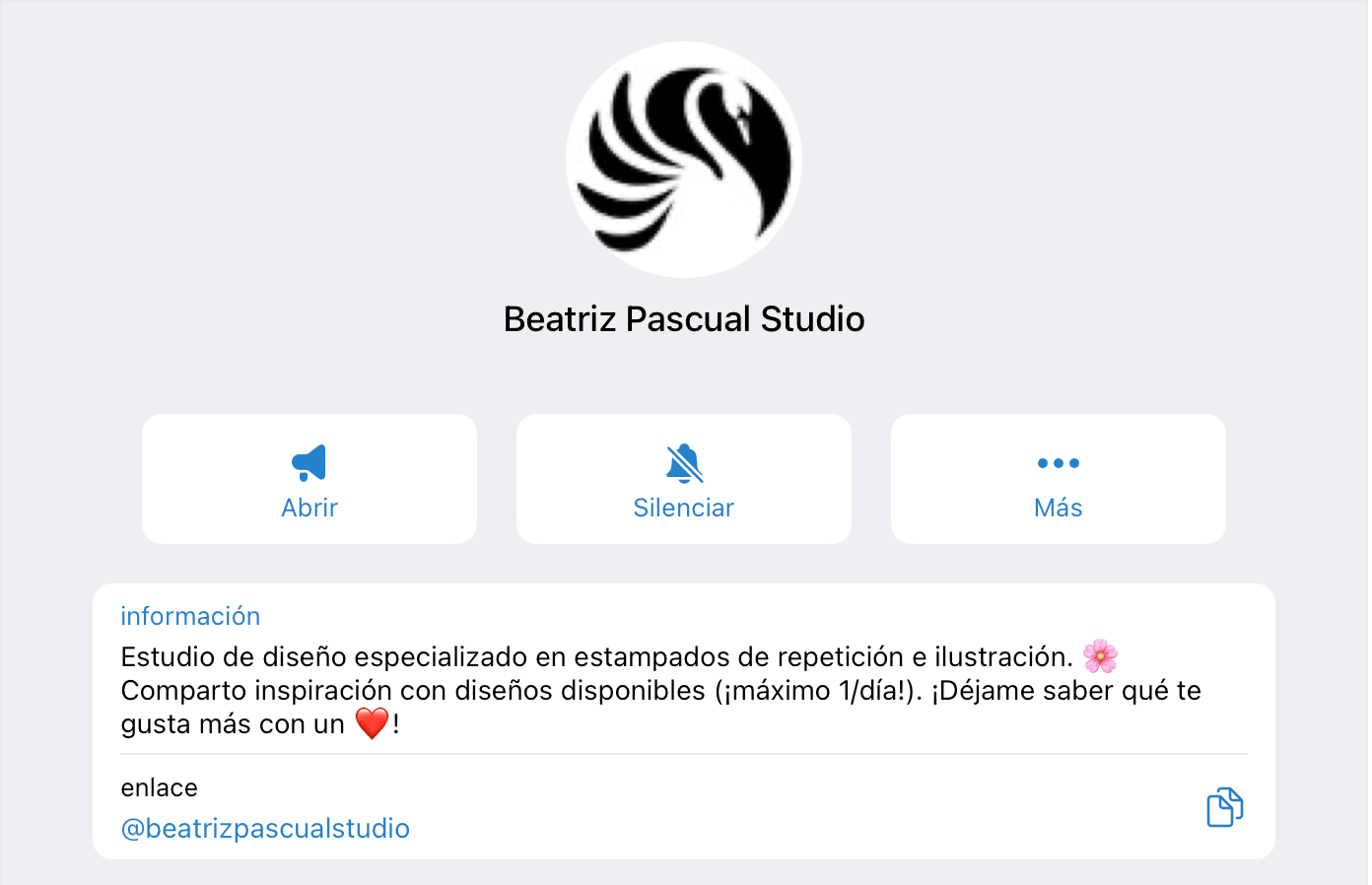 Imagen de cabecera del canal de telegram de Beatriz Pascual Studio