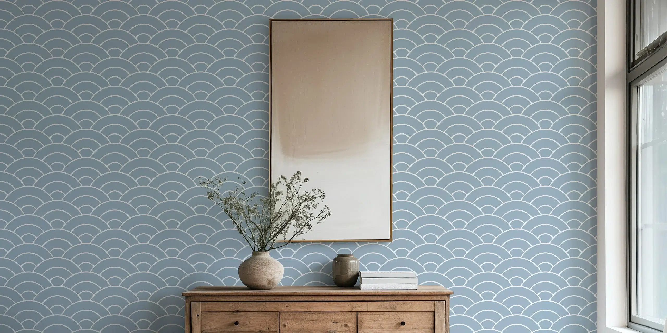 Seigaiha Arches Collection - Design for powder blue wallpaper