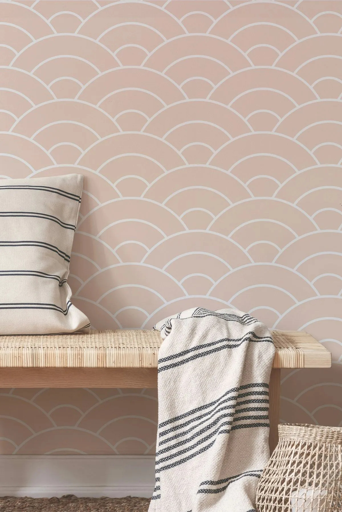 Seigaiha Arches Collection - Design for powder pink wallpaper