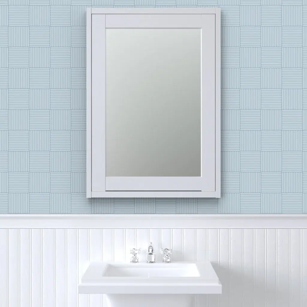 Japandi Grid print design in geyser blue and powder blue by Beatriz Pascual Studio