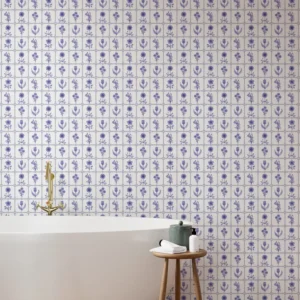 Delft Porcelain Floral Tile Pattern de Beatriz Pascual Studio