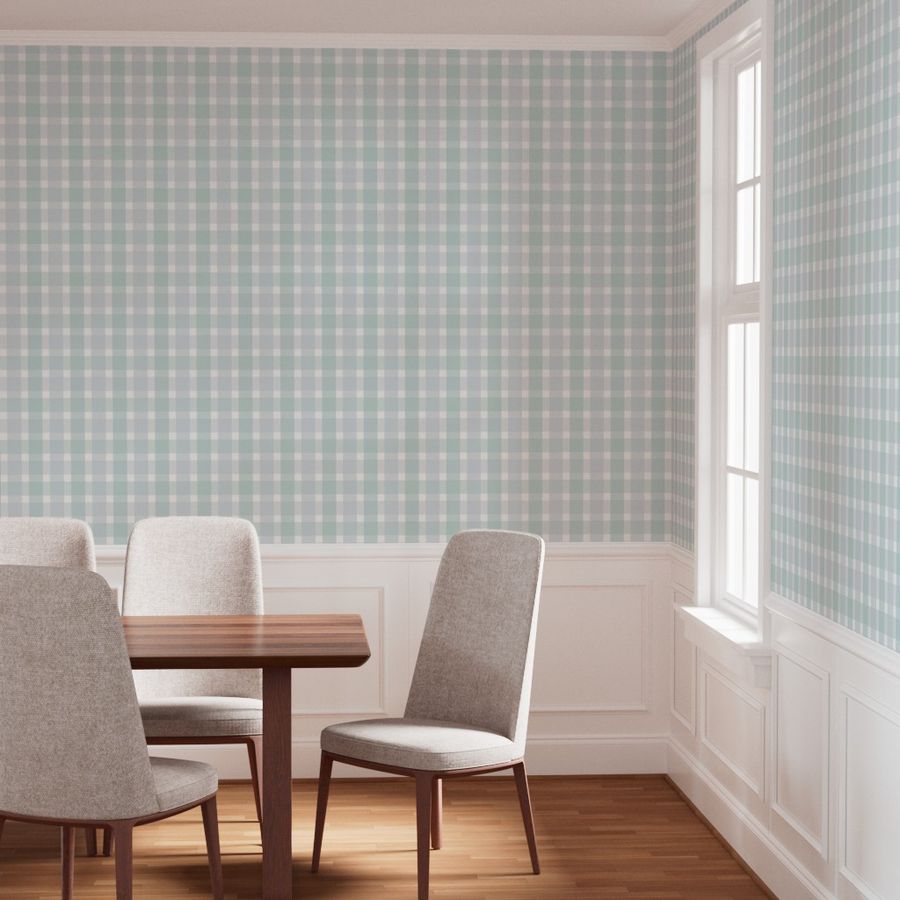 Wallpaper in P25410-29 Medium Rustic Plaid Aqua and Geyser Blue Modern Checks