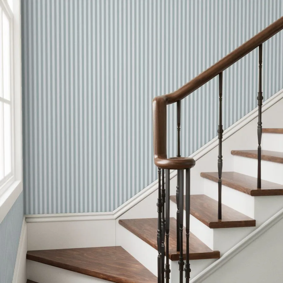 Wallpaper in P25341-05 Timeless Stripes in Aquamarine and Ice Blue